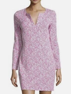 DIANE von FURSTENBERG Reina Long Sleeve Mini Dress SEA DAISY TINY PINK Size 8